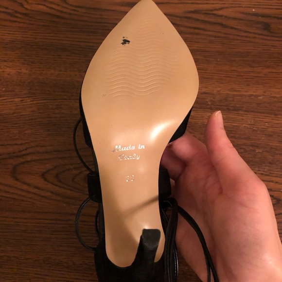 Black Lace-up Stiletto Heels - Picture 6 of 7